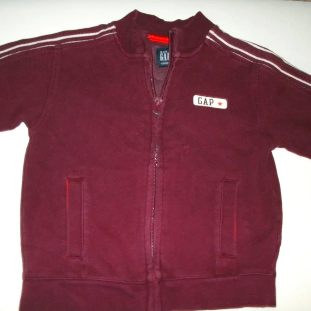Gap Boys Track Jacket Track Full Zip Sweatshirt Burgundy Size 2T